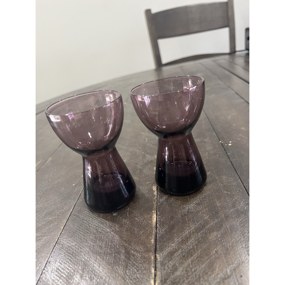 2‎ Morgantown Glass Amethyst Purple Candlestick Holders Barton Pattern MCM